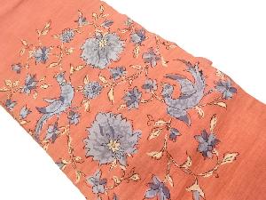 花唐草に鳥模様織出し名古屋帯